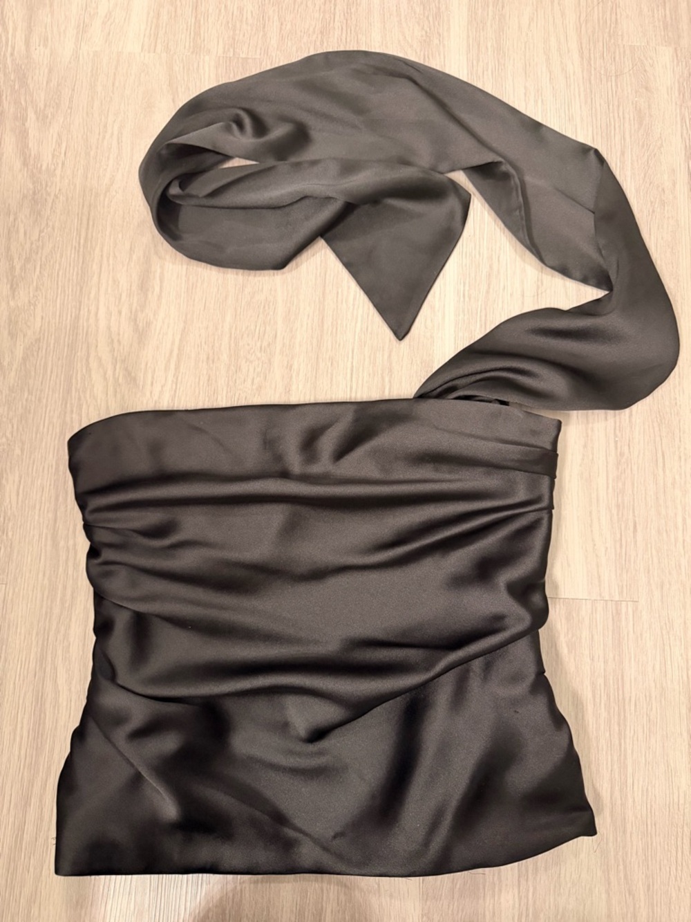 Zara Black Satin Neck Scarf Top